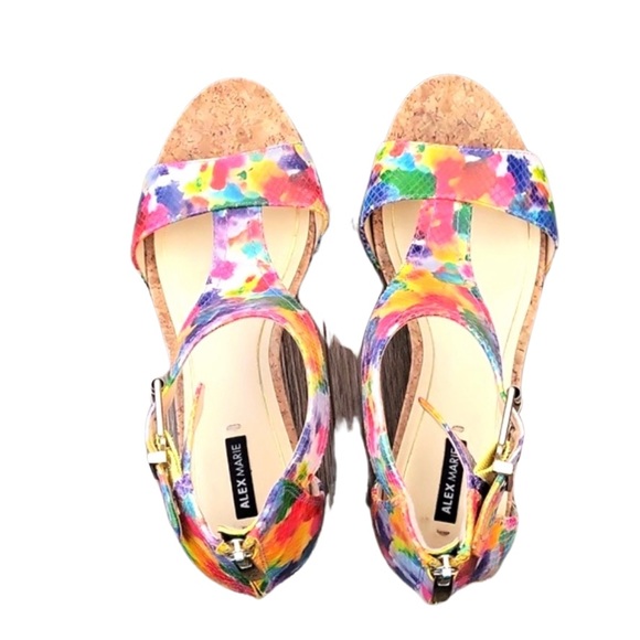 Alex Marie tie dye print wedge sandal with back zipper and adjustable buckle - Picture 4 of 12